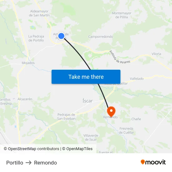 Portillo to Remondo map