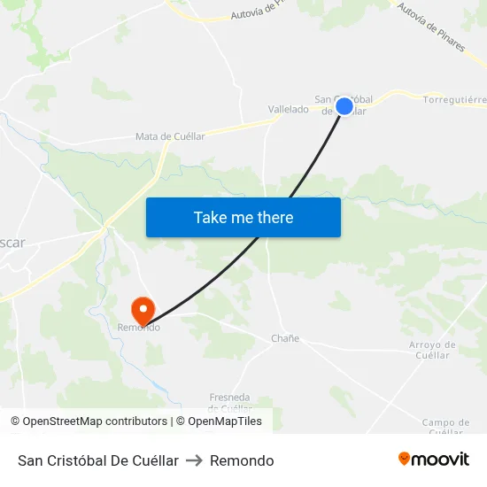 San Cristóbal De Cuéllar to Remondo map