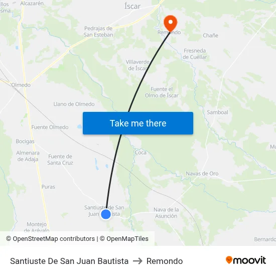 Santiuste De San Juan Bautista to Remondo map
