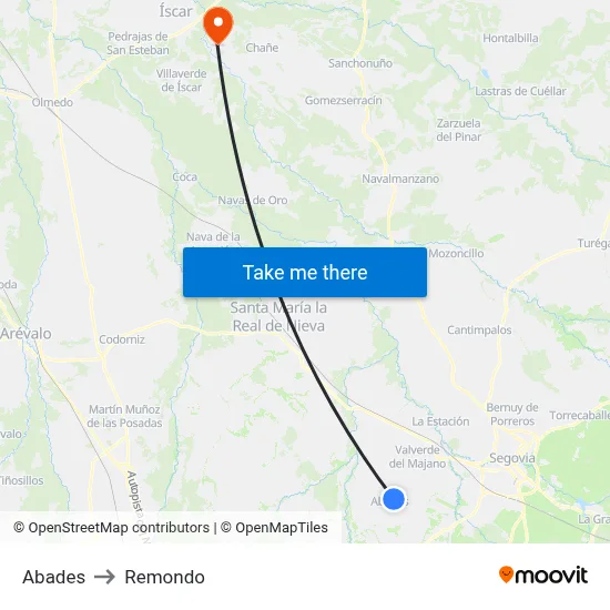 Abades to Remondo map
