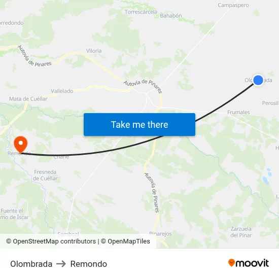 Olombrada to Remondo map