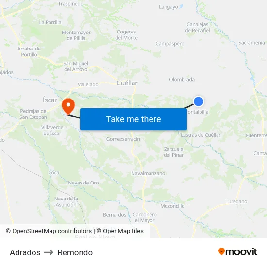 Adrados to Remondo map