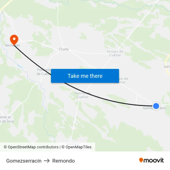 Gomezserracín to Remondo map