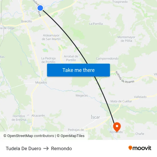 Tudela De Duero to Remondo map