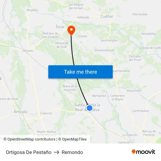 Ortigosa De Pestaño to Remondo map