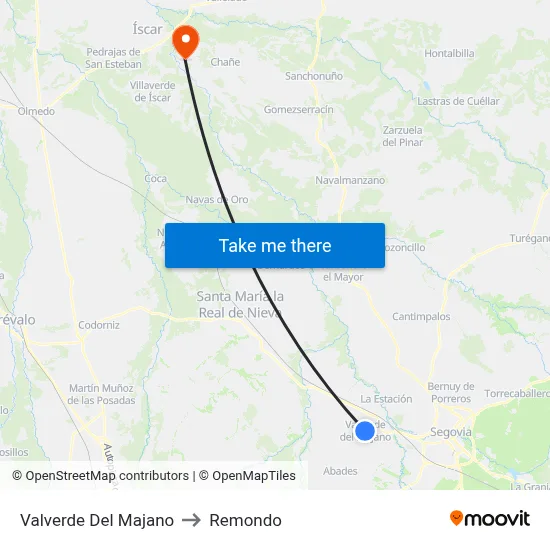 Valverde Del Majano to Remondo map