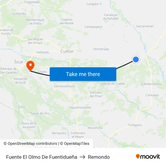 Fuente El Olmo De Fuentidueña to Remondo map