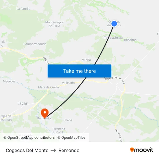 Cogeces Del Monte to Remondo map