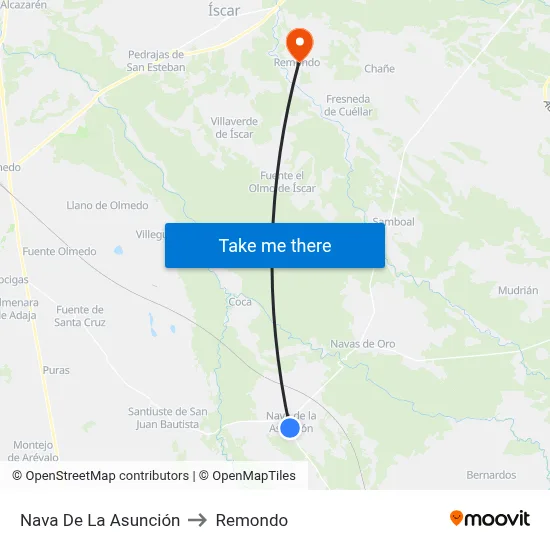 Nava De La Asunción to Remondo map