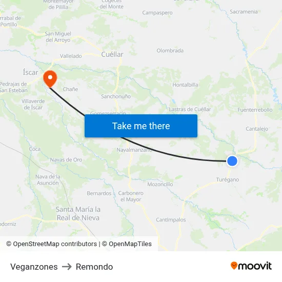 Veganzones to Remondo map