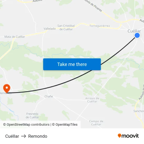 Cuéllar to Remondo map