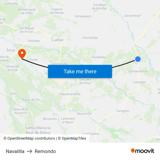 Navalilla to Remondo map