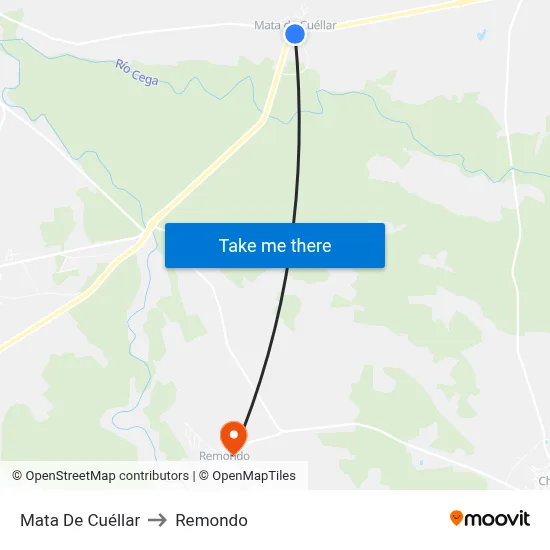 Mata De Cuéllar to Remondo map
