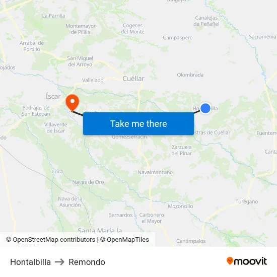 Hontalbilla to Remondo map