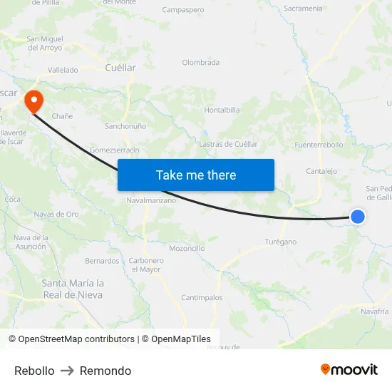 Rebollo to Remondo map