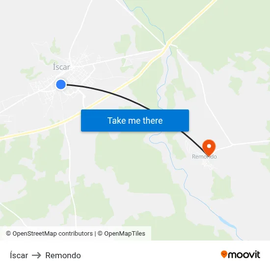 Íscar to Remondo map