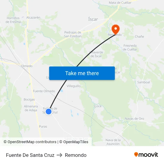 Fuente De Santa Cruz to Remondo map