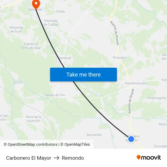 Carbonero El Mayor to Remondo map