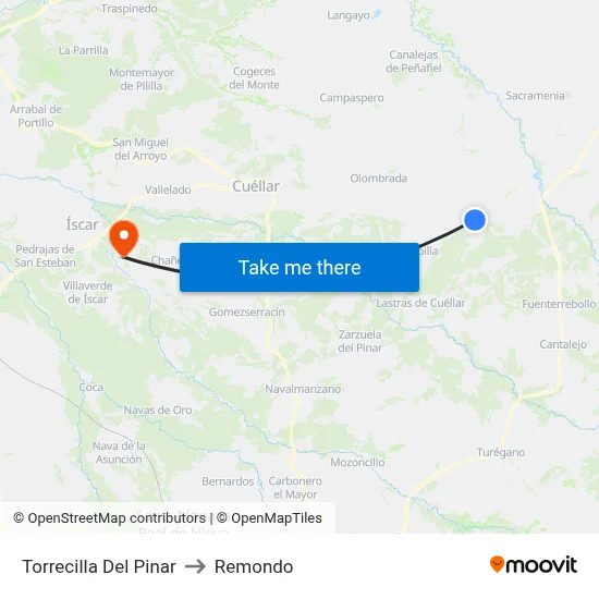 Torrecilla Del Pinar to Remondo map