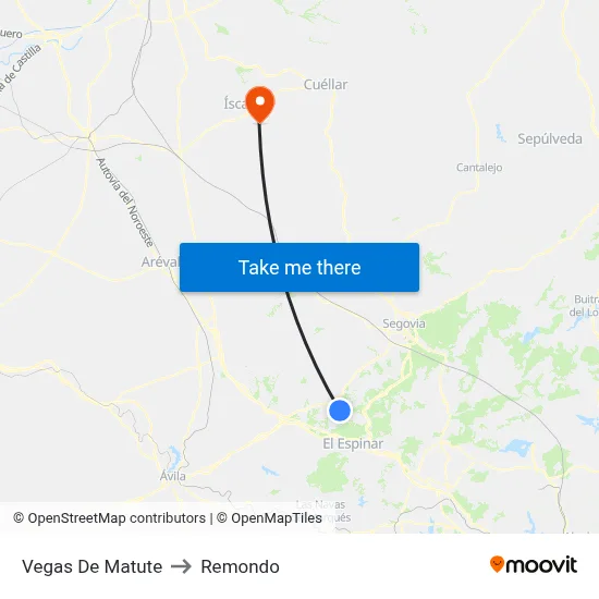 Vegas De Matute to Remondo map