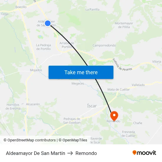 Aldeamayor De San Martín to Remondo map
