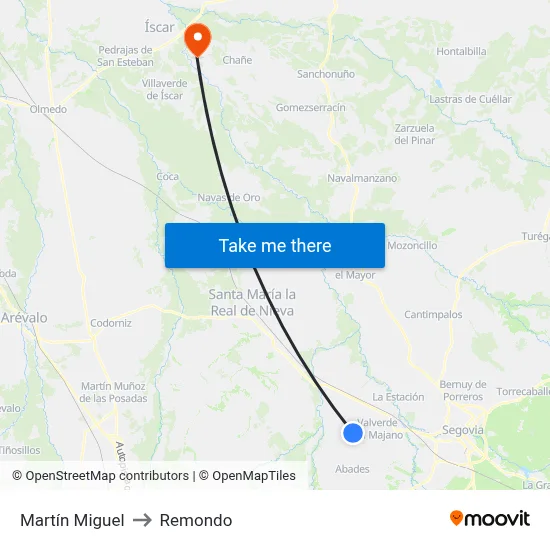 Martín Miguel to Remondo map