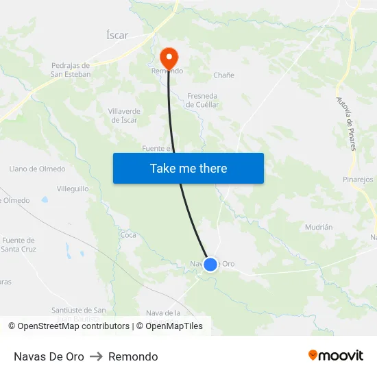 Navas De Oro to Remondo map