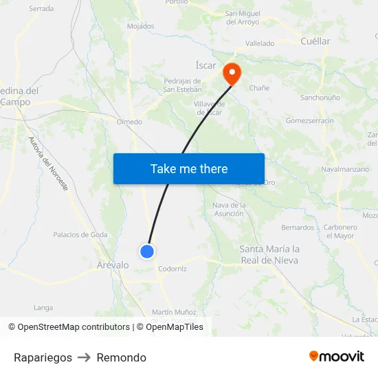Rapariegos to Remondo map