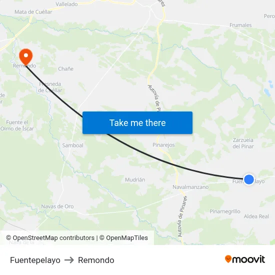Fuentepelayo to Remondo map