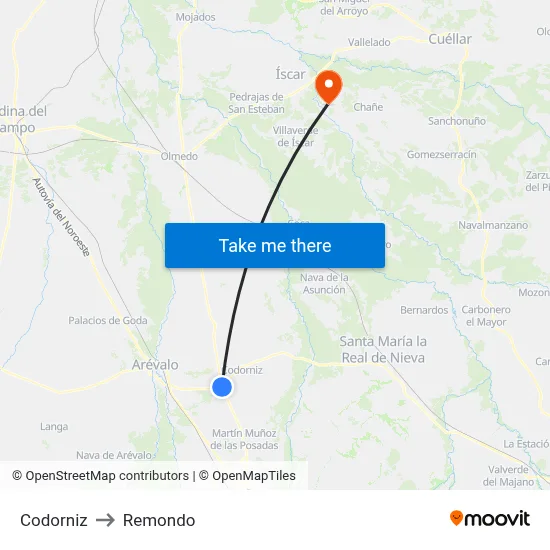 Codorniz to Remondo map