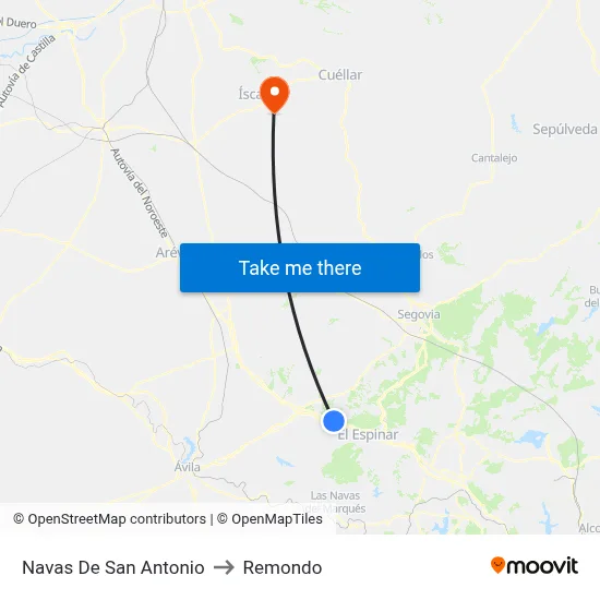 Navas De San Antonio to Remondo map