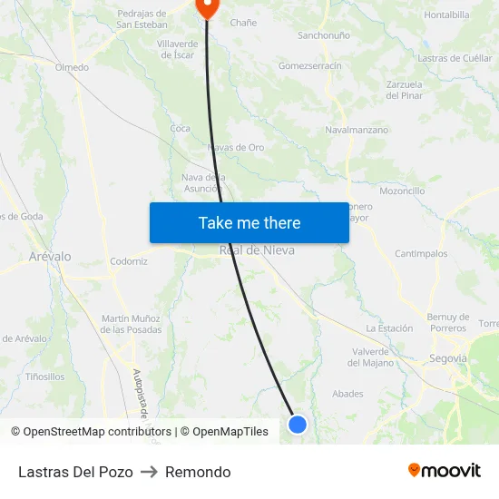 Lastras Del Pozo to Remondo map