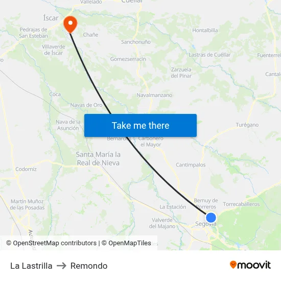 La Lastrilla to Remondo map