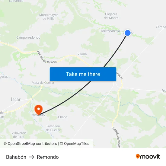 Bahabón to Remondo map