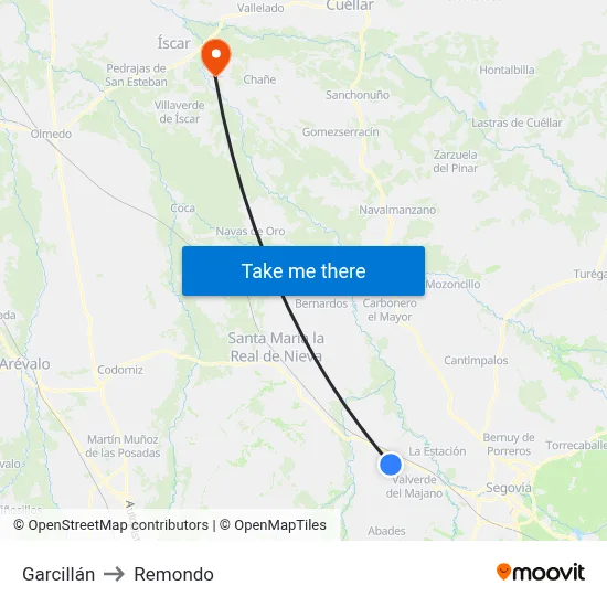 Garcillán to Remondo map
