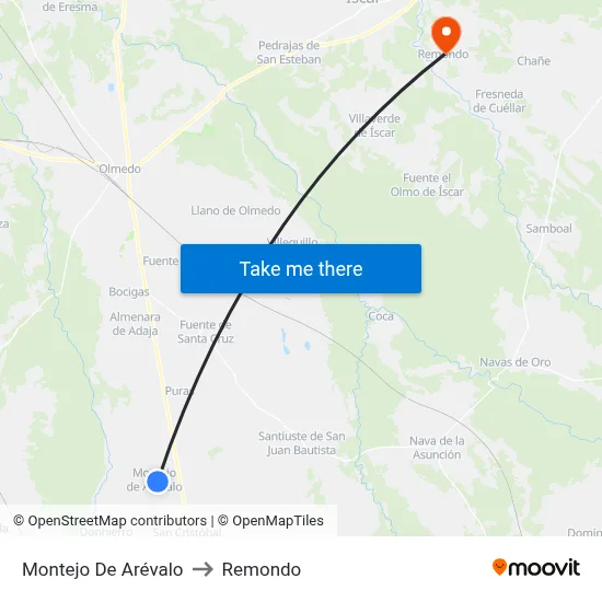 Montejo De Arévalo to Remondo map