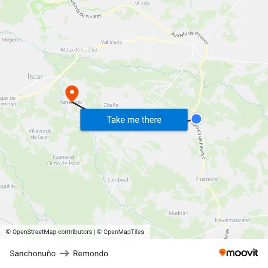 Sanchonuño to Remondo map