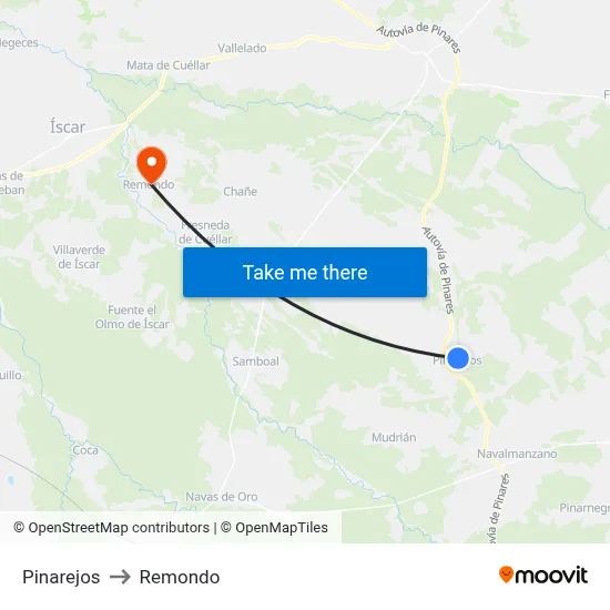 Pinarejos to Remondo map