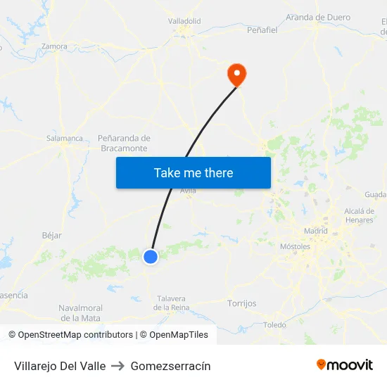 Villarejo Del Valle to Gomezserracín map