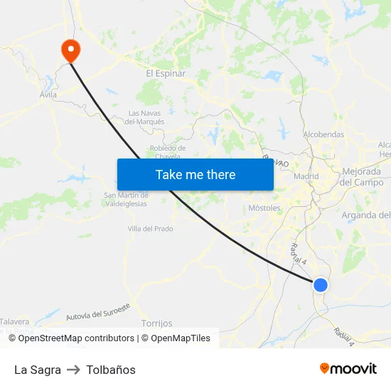 La Sagra to Tolbaños map