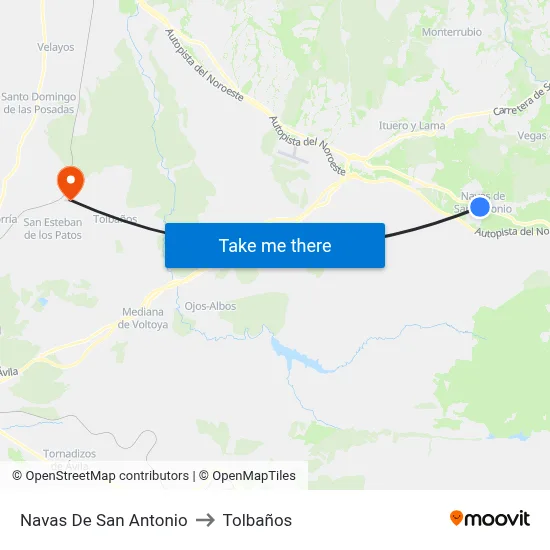 Navas De San Antonio to Tolbaños map