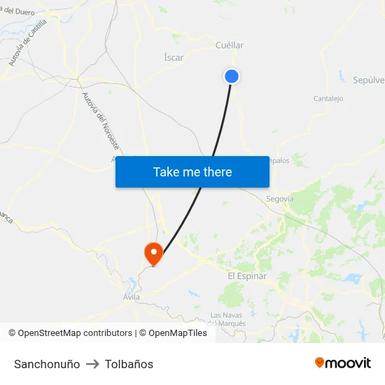 Sanchonuño to Tolbaños map