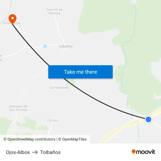 Ojos-Albos to Tolbaños map