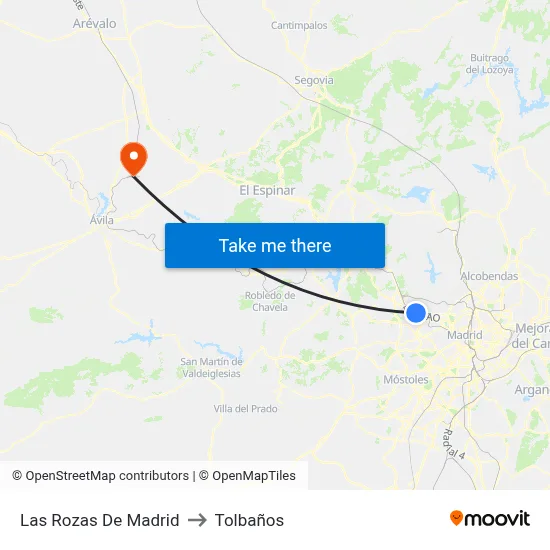 Las Rozas De Madrid to Tolbaños map