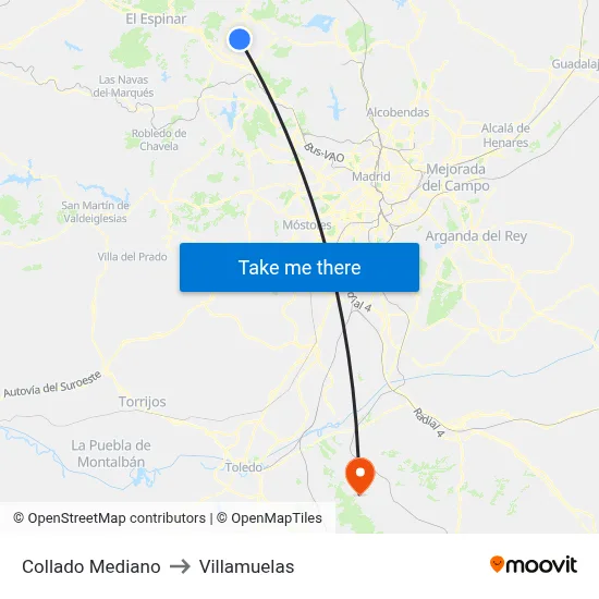 Collado Mediano to Villamuelas map