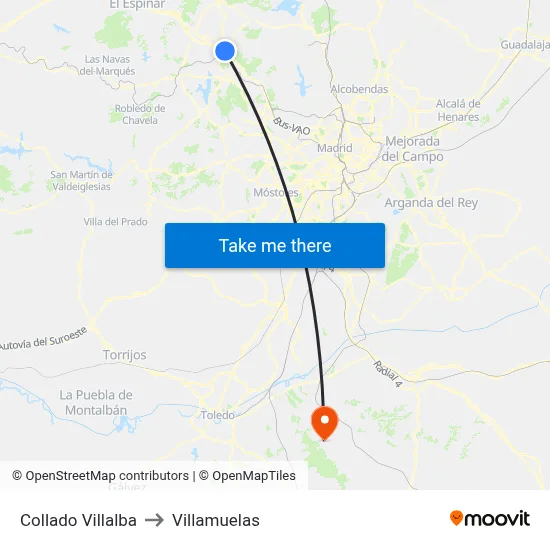 Collado Villalba to Villamuelas map