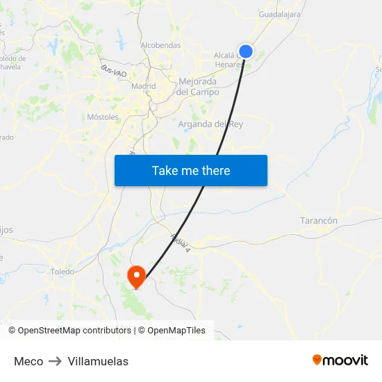 Meco to Villamuelas map
