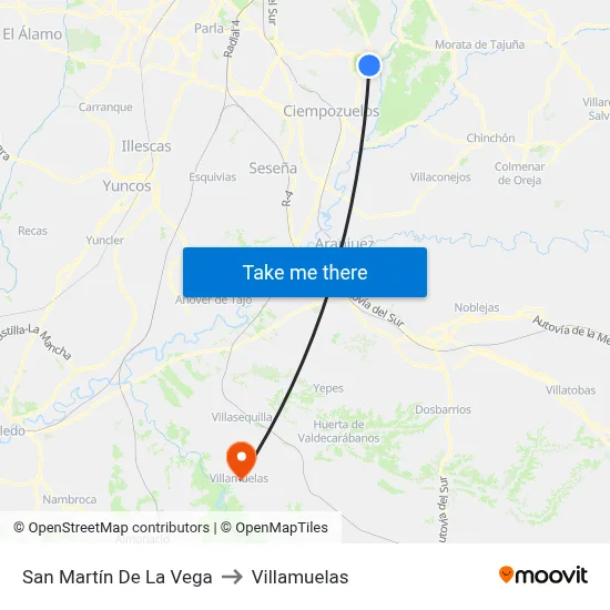 San Martín De La Vega to Villamuelas map