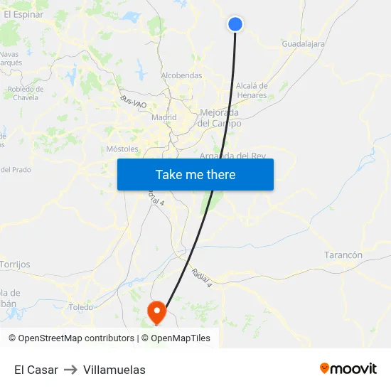 El Casar to Villamuelas map