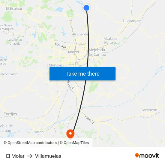 El Molar to Villamuelas map